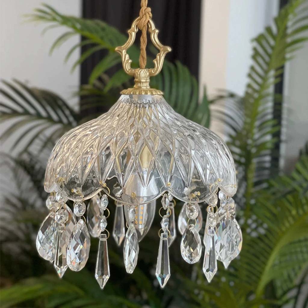 Crystal Pendant Light with Brass Fitting & Ribbed Glass – Mood Lighting for Dining Room, Living Room & Bedroom