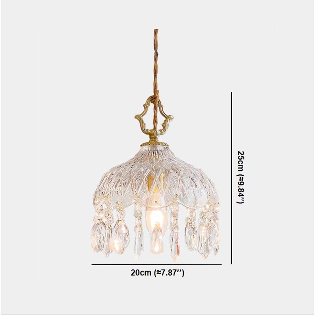 Crystal Pendant Light with Brass Fitting & Ribbed Glass – Mood Lighting for Dining Room, Living Room & Bedroom
