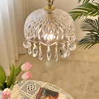 Crystal Pendant Light with Brass Fitting & Ribbed Glass – Mood Lighting for Dining Room, Living Room & Bedroom