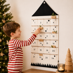 Taschora | Fillable Fabric Advent Calendar with 24 Hanging Pockets, Black and Red