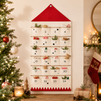 Taschora | Fillable Fabric Advent Calendar with 24 Hanging Pockets, Black and Red