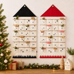 Taschora | Fillable Fabric Advent Calendar with 24 Hanging Pockets, Black and Red