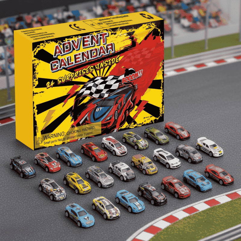 Speedcount | Kids Race Car Advent Calendar with 24 Cars and Track Accessories