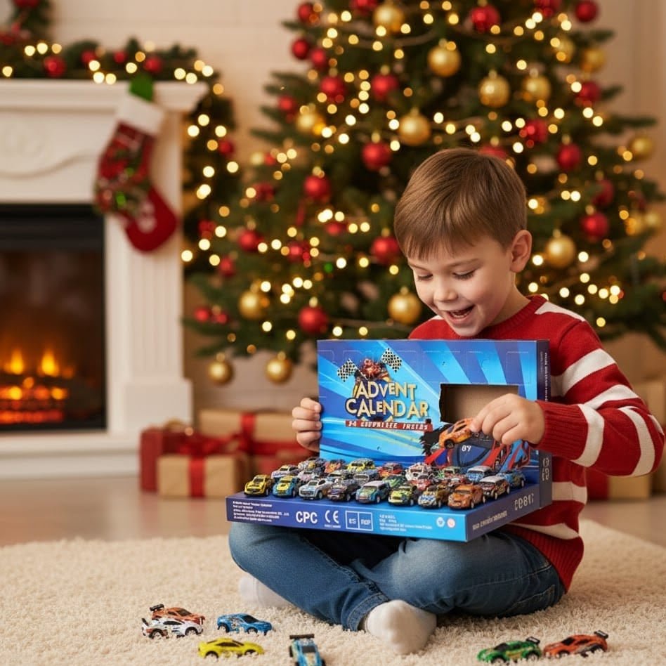 Speedmas | Kids Advent Calendar with 24 Metal Alloy Mini Racing Vehicles