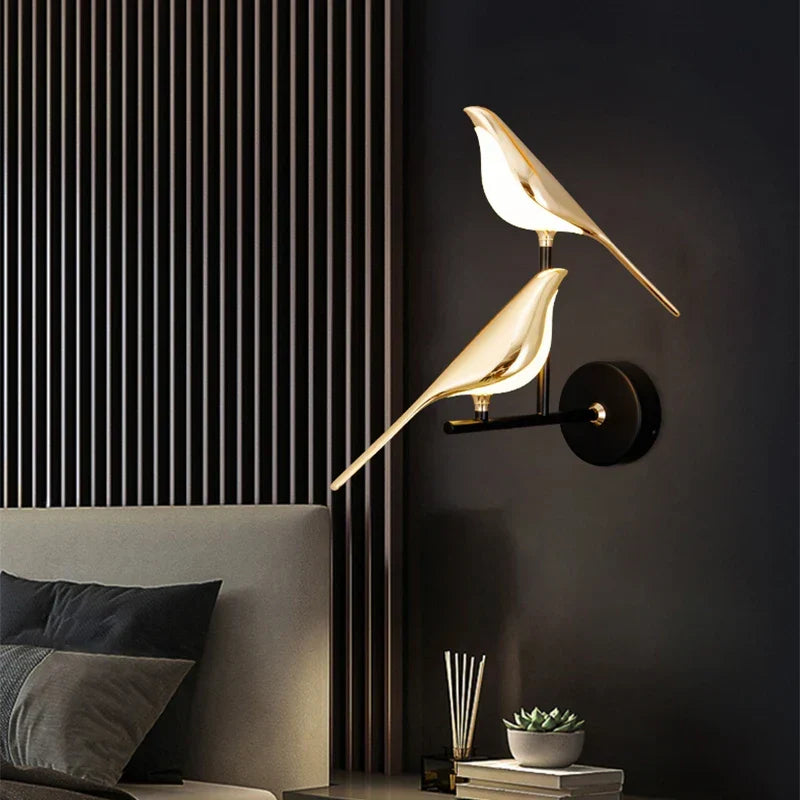 Bird-Shaped LED Design Wall Light – Gold Wall Lamp with Warm Light