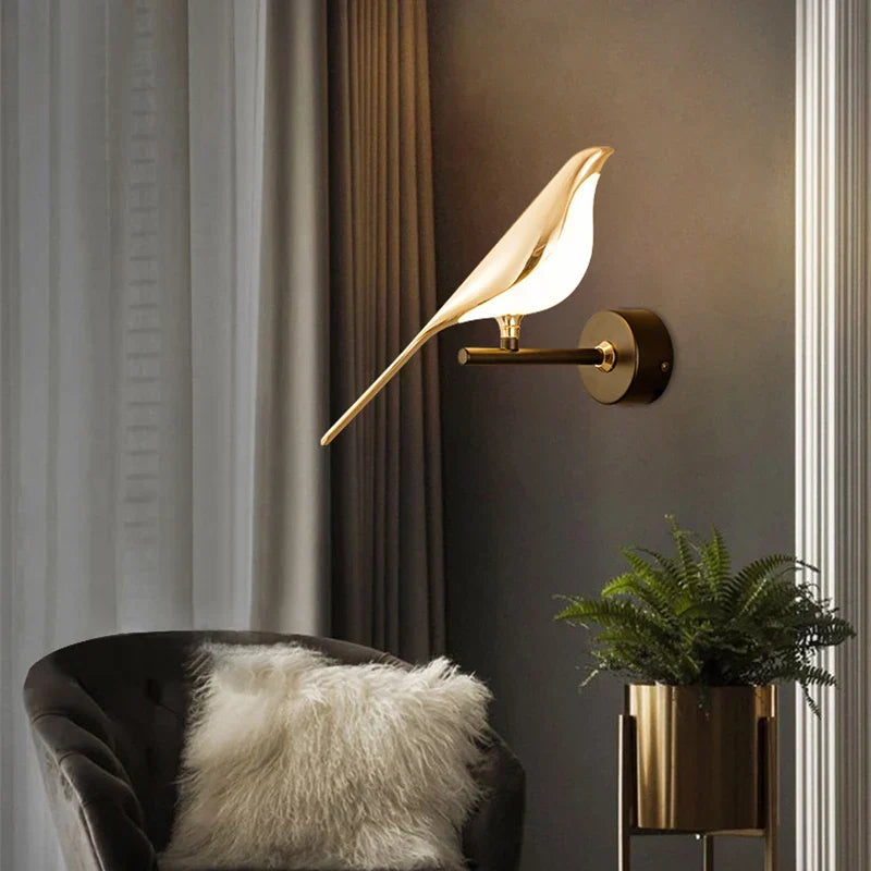 Bird-Shaped LED Design Wall Light – Gold Wall Lamp with Warm Light
