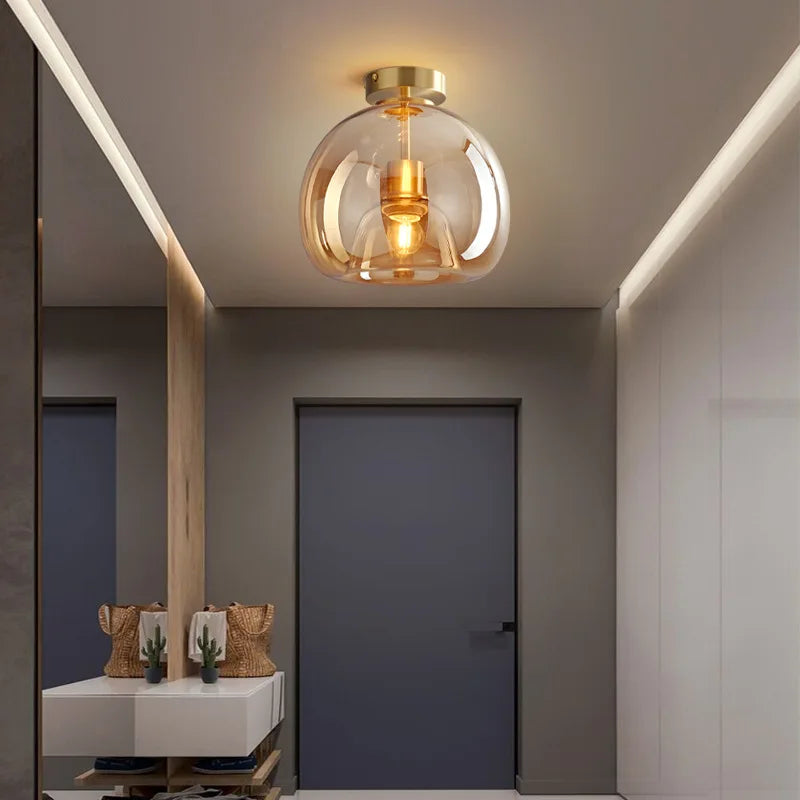Modern Glass LED Ceiling Light with E27 Fitting – Design Lighting for Living Room, Bedroom & Kitchen