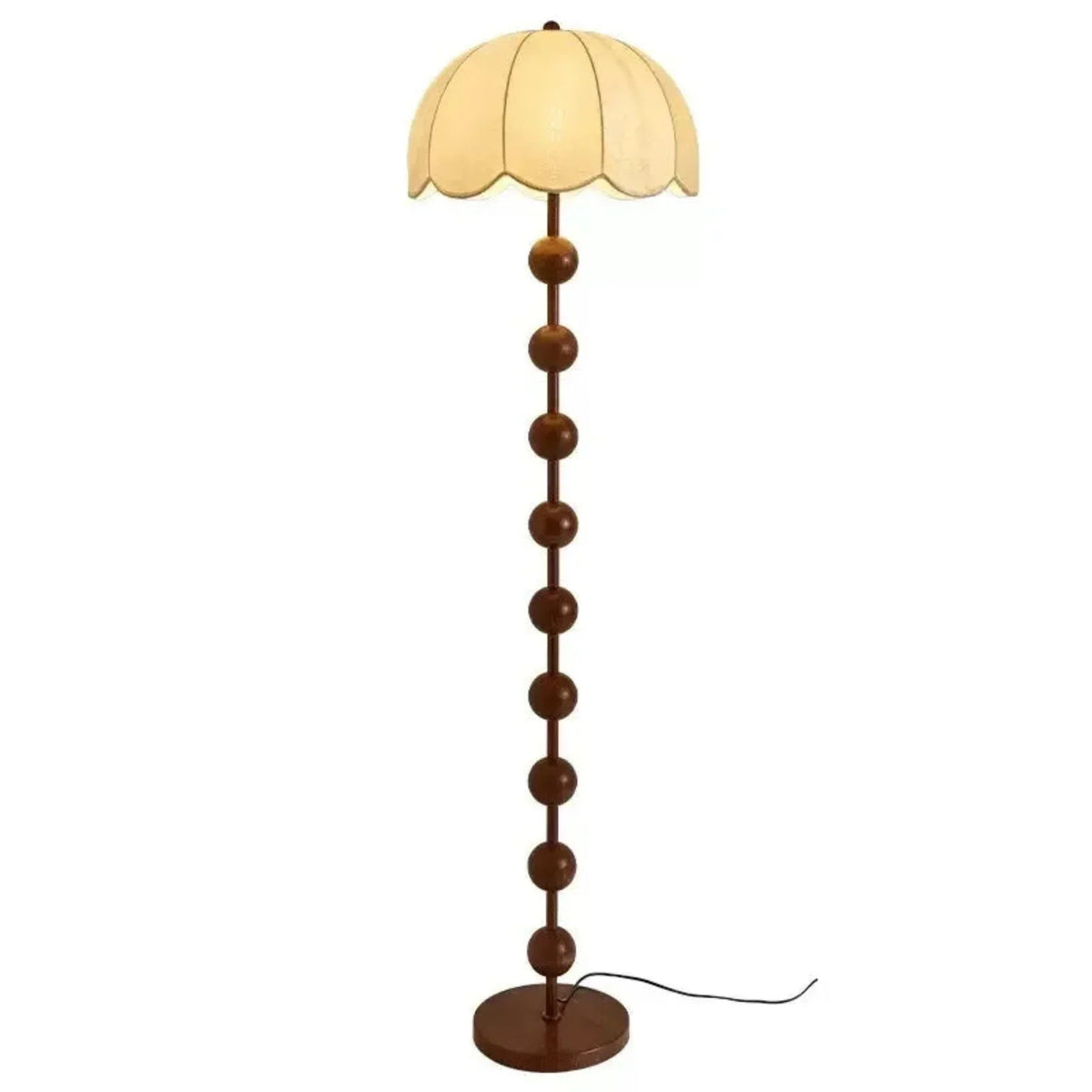 Beige Mushroom Floor Lamp with Walnut Base, 160 cm – Minimalist Scandinavian Design Mood Lighting