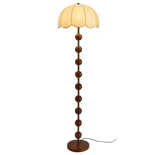 Beige Mushroom Floor Lamp with Walnut Base, 160 cm – Minimalist Scandinavian Design Mood Lighting