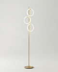 Modern LED Ring Floor Lamp – Dimmable, Gold Metal, 3 Light Rings