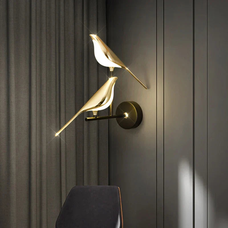 Bird-Shaped LED Design Wall Light – Gold Wall Lamp with Warm Light
