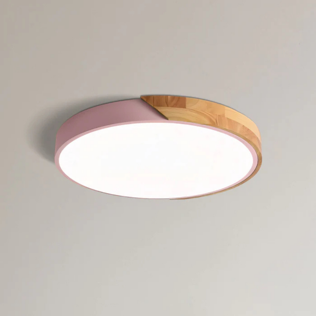Scandinavian Round Wooden LED Ceiling Light – Modern Design, 23 or 30 cm