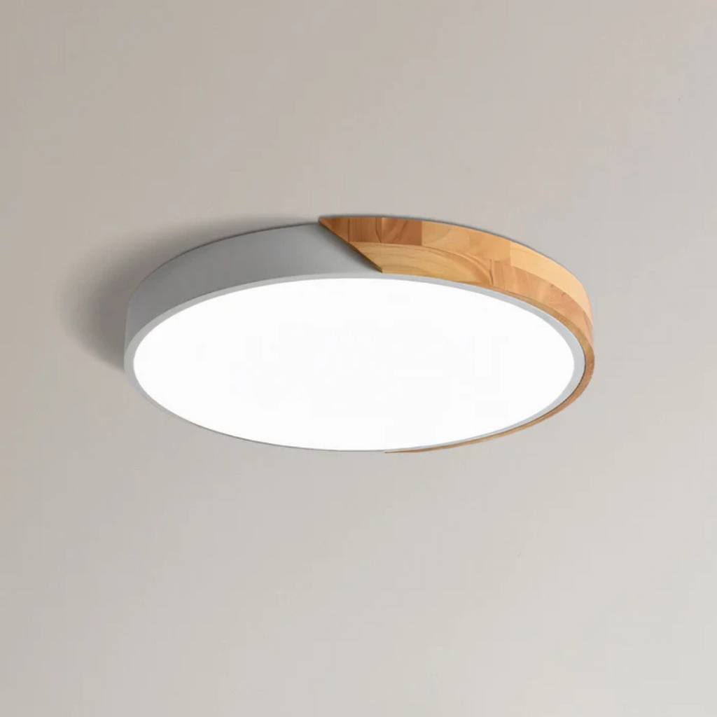Scandinavian Round Wooden LED Ceiling Light – Modern Design, 23 or 30 cm
