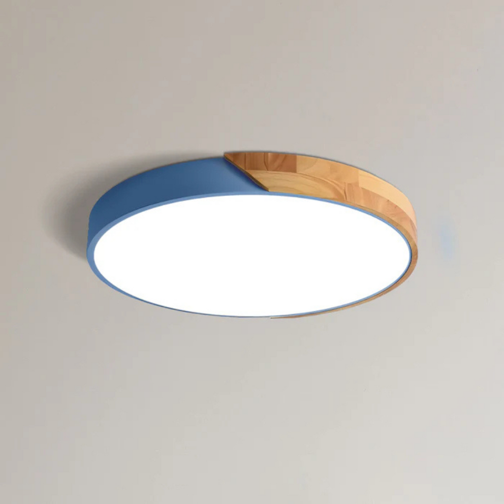 Scandinavian Round Wooden LED Ceiling Light – Modern Design, 23 or 30 cm