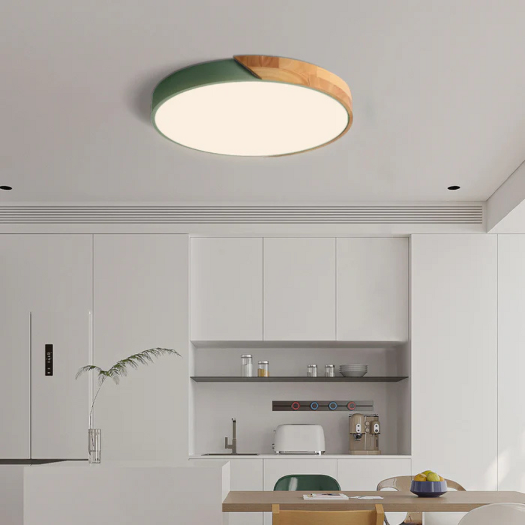 Scandinavian Round Wooden LED Ceiling Light – Modern Design, 23 or 30 cm