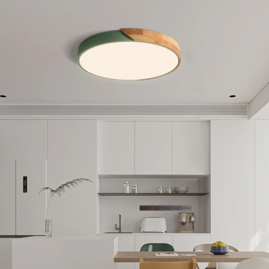 Scandinavian Round Wooden LED Ceiling Light – Modern Design, 23 or 30 cm