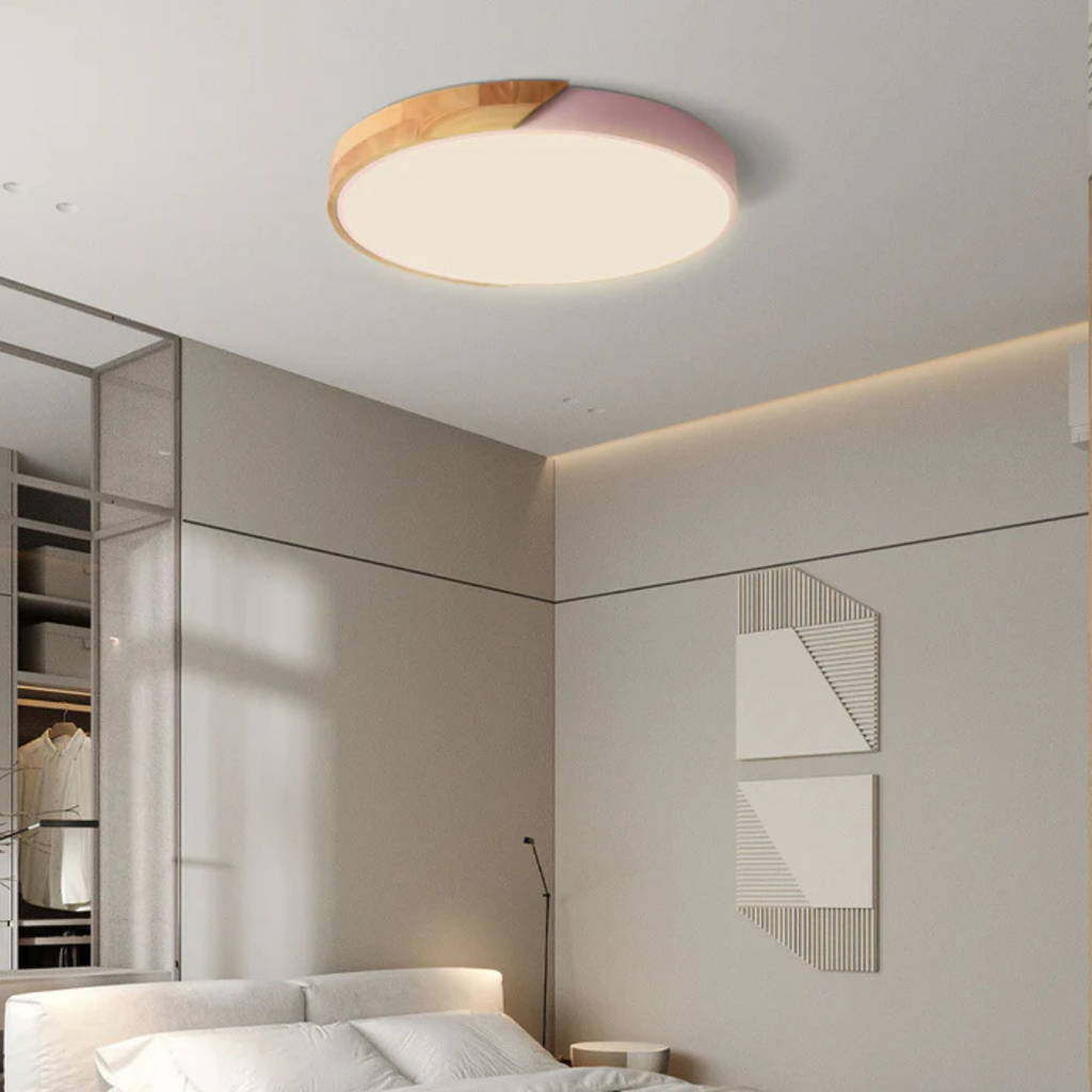 Scandinavian Round Wooden LED Ceiling Light – Modern Design, 23 or 30 cm
