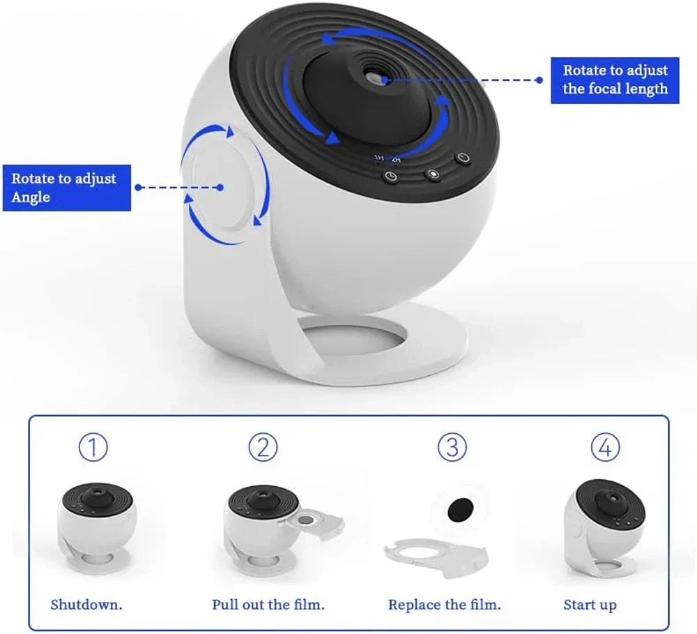 360° Rotating Star Projector Night Light with 13 Projection Discs – Galaxy & Starry Sky Mood Light