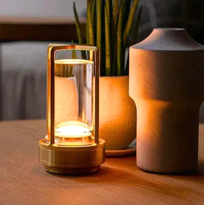 Decorative Crystal Table Lamp – Rechargeable Cordless LED Night Light with Three Dimmable Light Modes, Modern Design, 18 cm