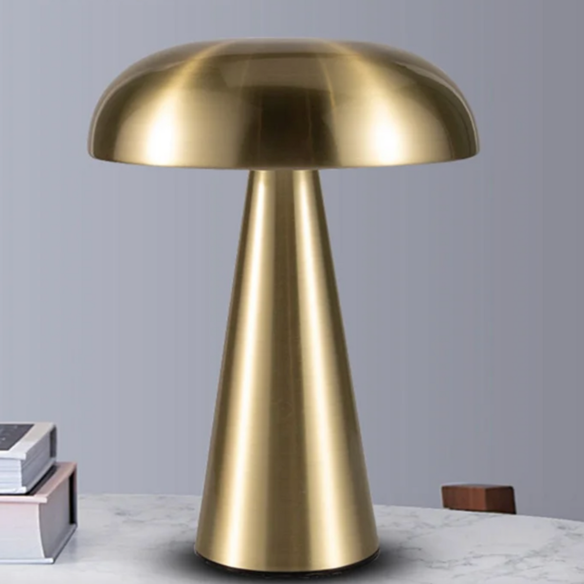 LED Mushroom Lamp in Metal – Cordless Rechargeable Table Lamp & Night Light with Touch Control, 21 cm
