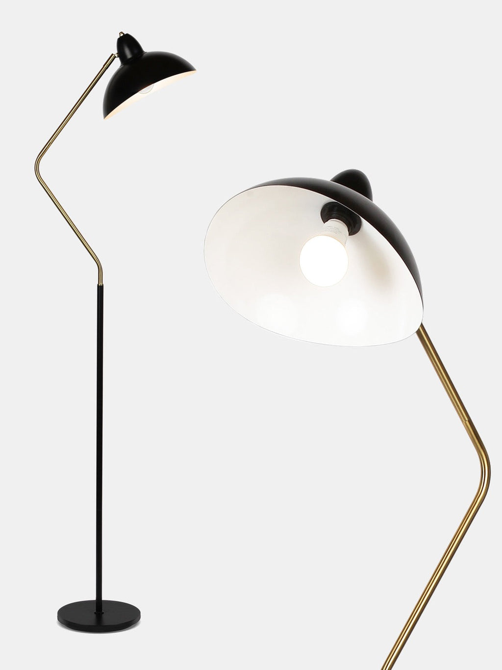 Asymmetric Design LED Floor Lamp – Modern Black & Gold, 173 cm, for Living Room