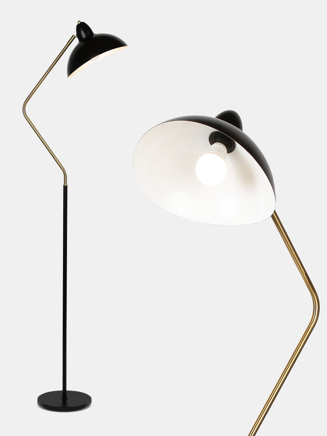 Asymmetric Design LED Floor Lamp – Modern Black & Gold, 173 cm, for Living Room