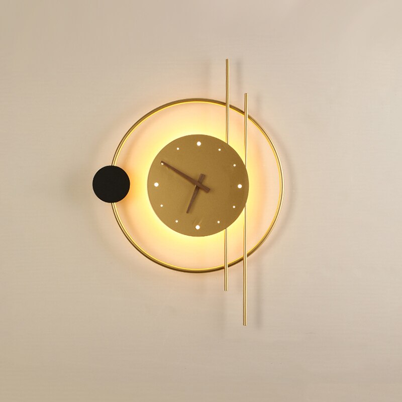 Large Illuminated Wall Clock – Modern Gold & Black Design, 57 × 41.5 cm