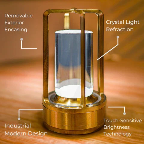 Decorative Crystal Table Lamp – Rechargeable Cordless LED Night Light with Three Dimmable Light Modes, Modern Design, 18 cm
