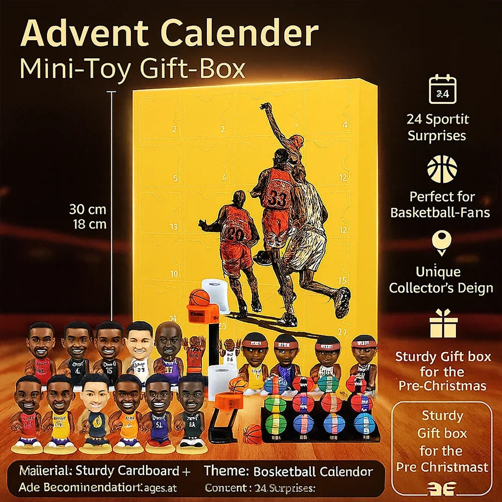 Korbino | Basketball Advent Calendar with 24 Mini Figures and Accessories