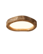 Round Wood-Look LED Ceiling Light – Modern Lighting for Bedroom & Living Room