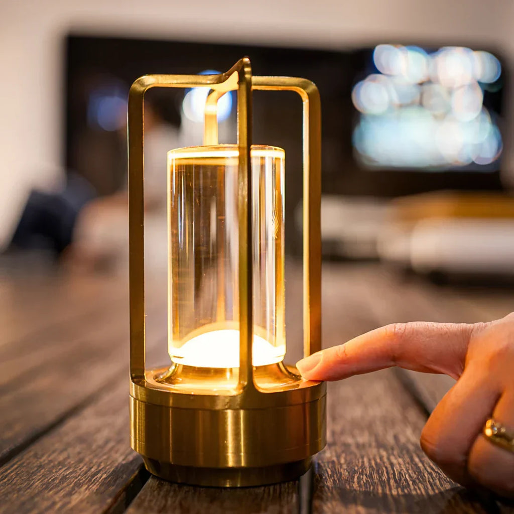 Decorative Crystal Table Lamp – Rechargeable Cordless LED Night Light with Three Dimmable Light Modes, Modern Design, 18 cm