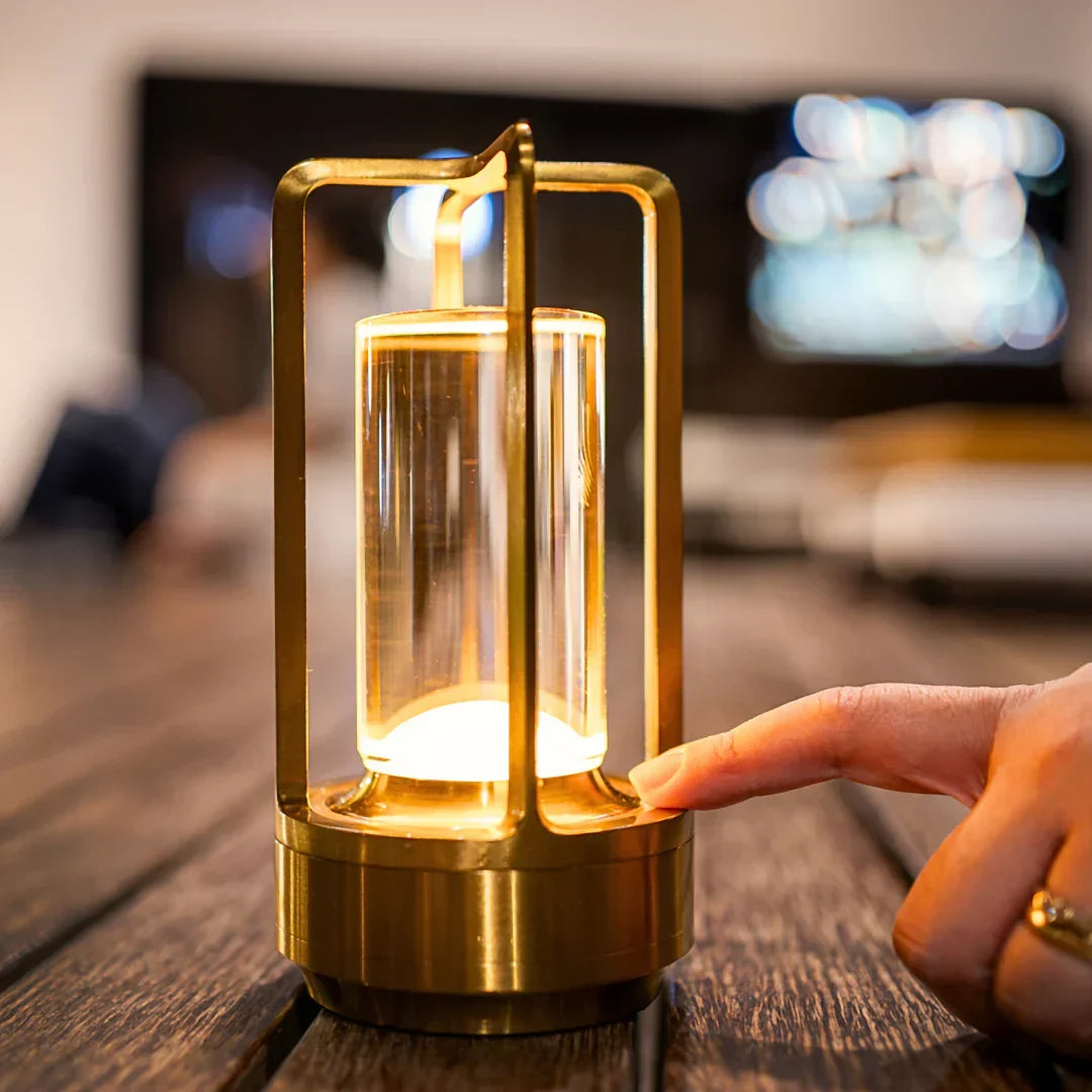 Decorative Crystal Table Lamp – Rechargeable Cordless LED Night Light with Three Dimmable Light Modes, Modern Design, 18 cm
