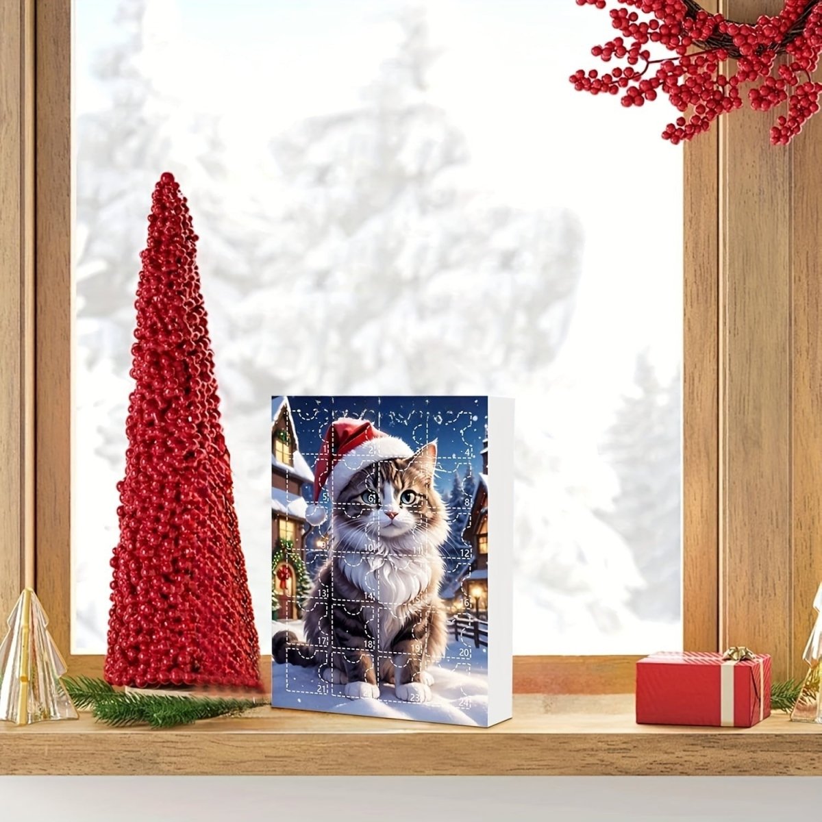 Purrfectjoy | Retro Cat Ornament Advent Calendar with 24 Acrylic Pendants