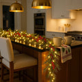 Illuminated Christmas Garland with Red Berries & Pine Branches, 180 cm – Warm White LED Indoor Decoration