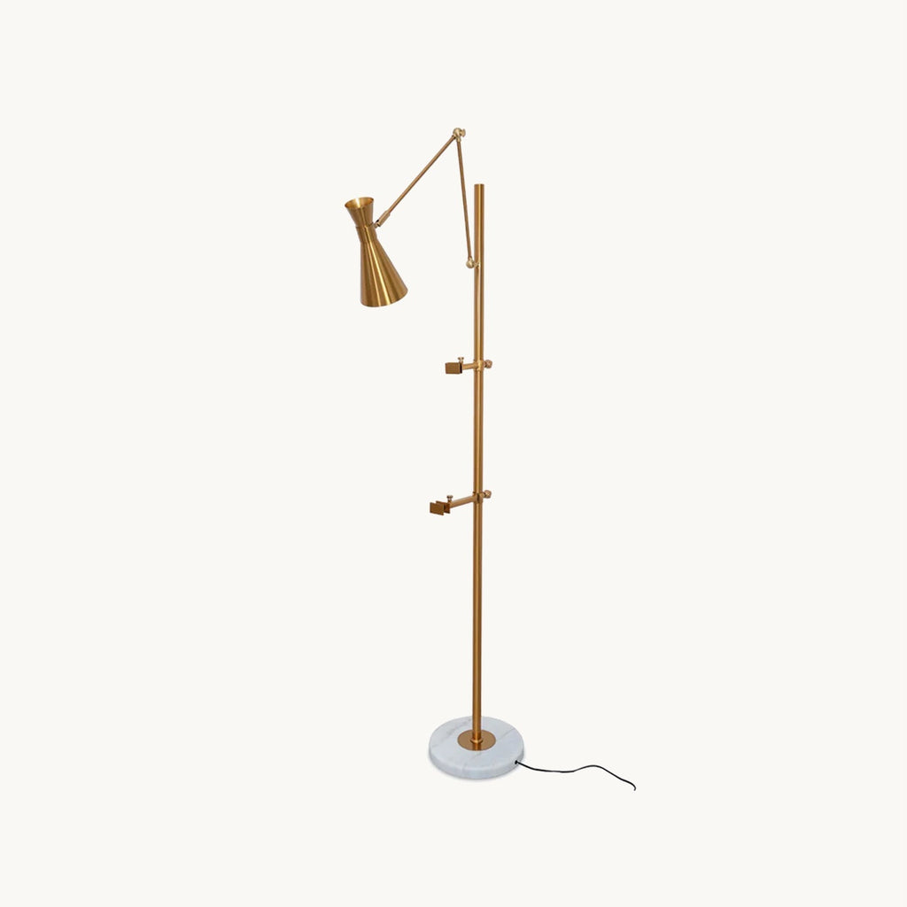 Easel Floor Lamp with Gold Frame & Marble Base – E26/E27, Max 40W, Modern Lighting for Artwork & Interiors