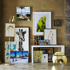 Easel Floor Lamp with Gold Frame & Marble Base – E26/E27, Max 40W, Modern Lighting for Artwork & Interiors