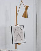 Easel Floor Lamp with Gold Frame & Marble Base – E26/E27, Max 40W, Modern Lighting for Artwork & Interiors