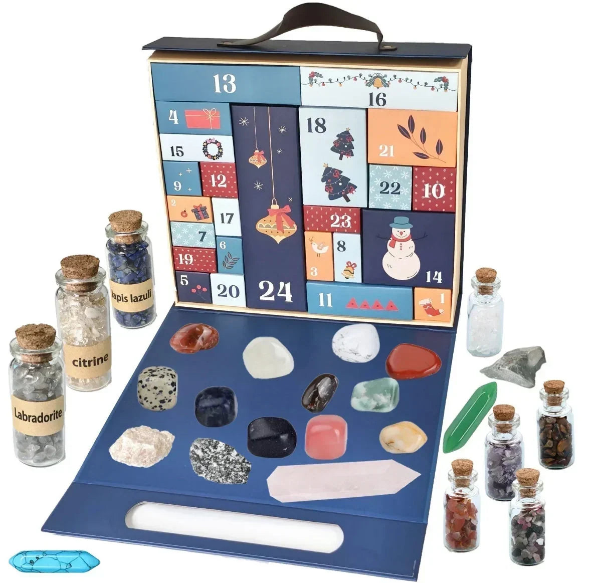 XXL Mineral Advent Calendar with 24 Large Raw and Polished Stones 2026