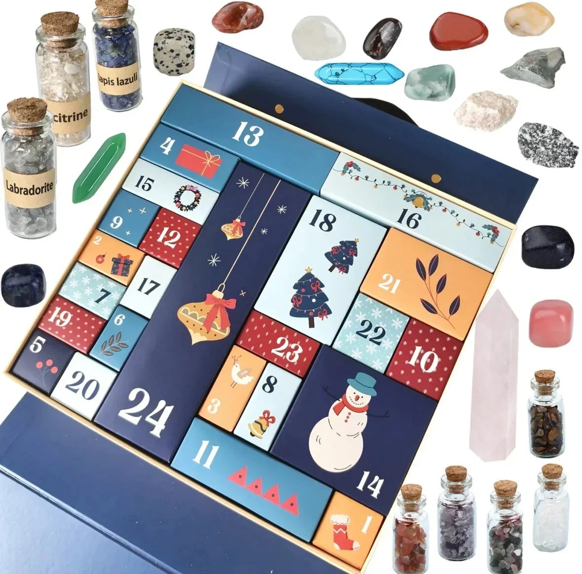 XXL Mineral Advent Calendar with 24 Large Raw and Polished Stones 2026