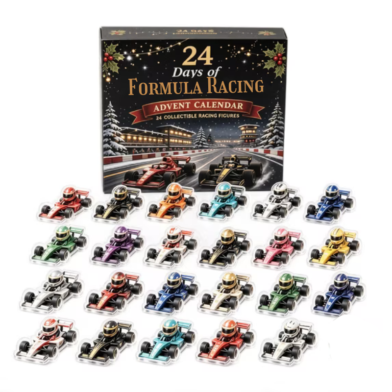Pistora | Racing Car Shaped Acrylic Advent Calendar with 24 Numbered Compartments