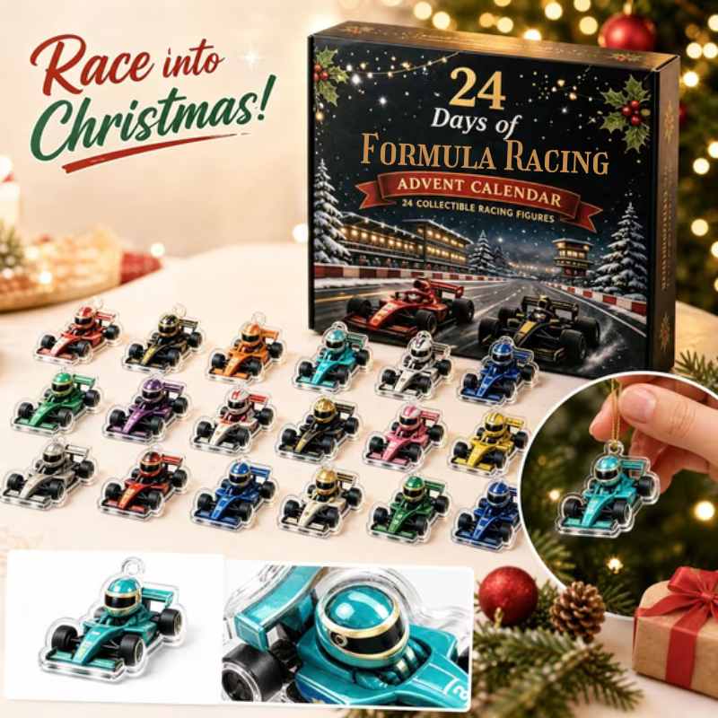 Pistora | Racing Car Shaped Acrylic Advent Calendar with 24 Numbered Compartments
