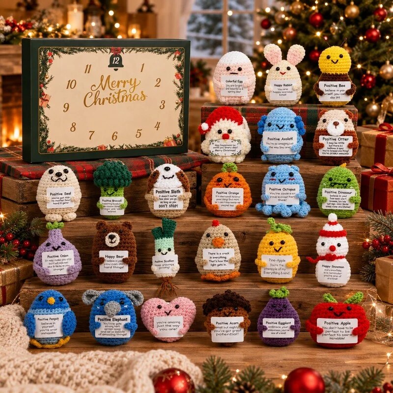 Crochet Figure Advent Calendar with 24 Mini Figures and Messages 2026
