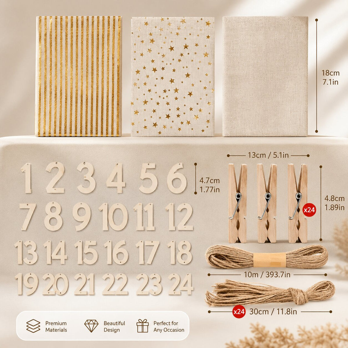 Fillable Fabric Advent Calendar with 24 Empty Numbered Bags 2026
