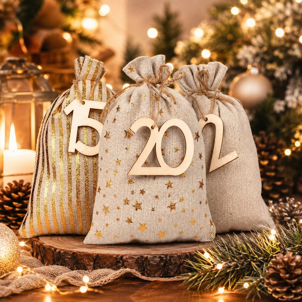 Fillable Fabric Advent Calendar with 24 Empty Numbered Bags 2026