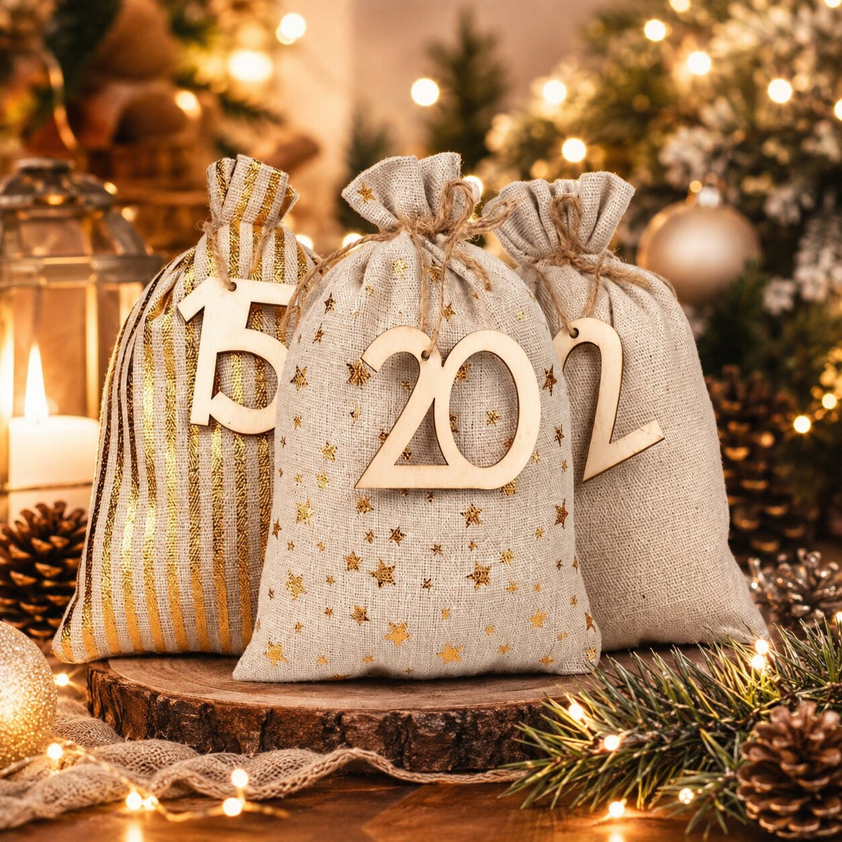 Fillable Fabric Advent Calendar with 24 Empty Numbered Bags 2026