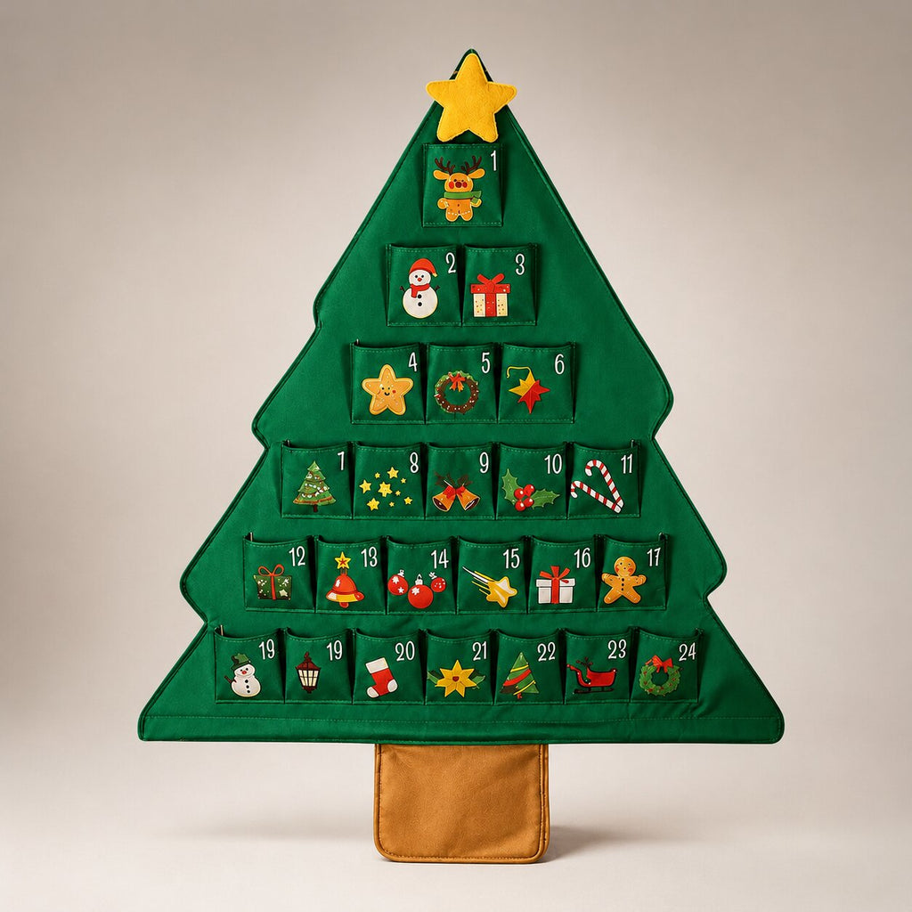 Fillable Fabric Christmas Tree Advent Calendar with 24 Pockets, Empty 2026