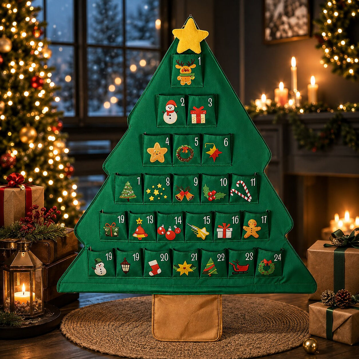 Fillable Fabric Christmas Tree Advent Calendar with 24 Pockets, Empty 2026