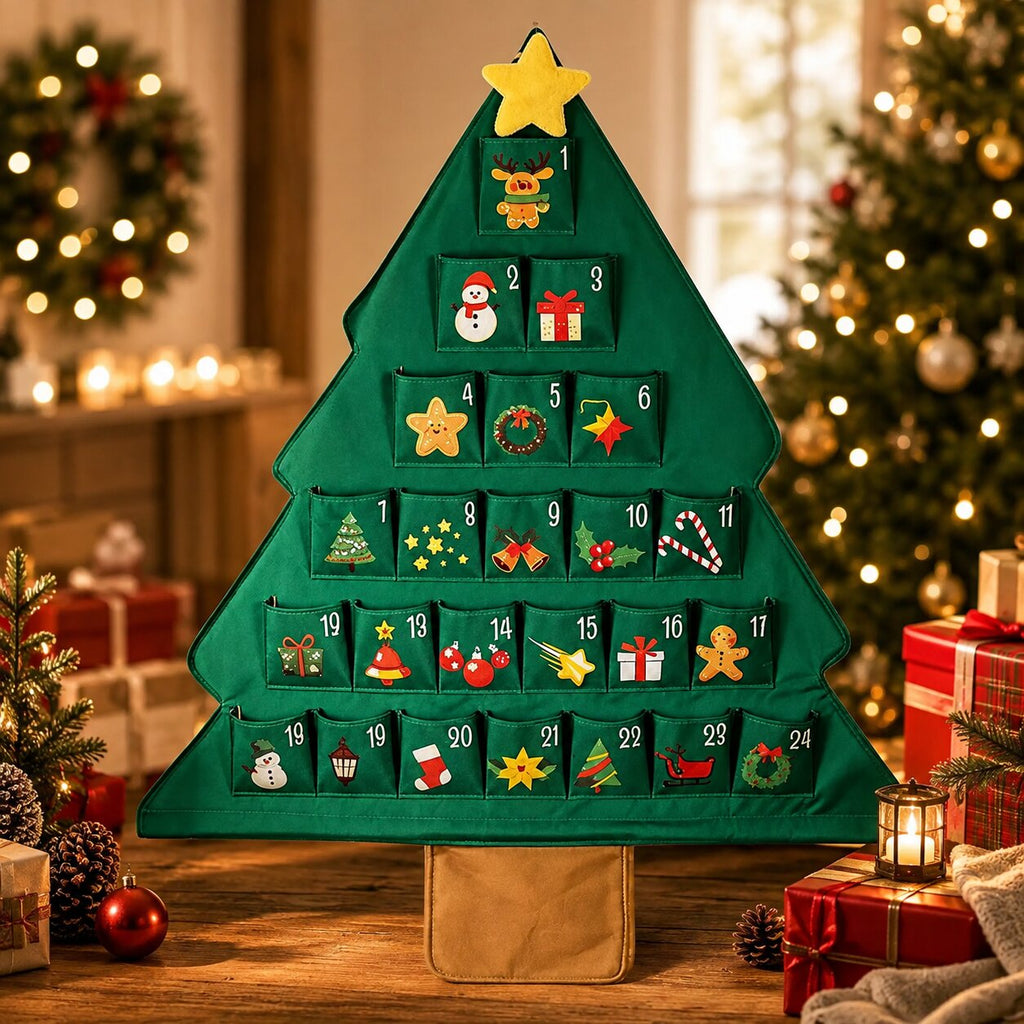 Fillable Fabric Christmas Tree Advent Calendar with 24 Pockets, Empty 2026