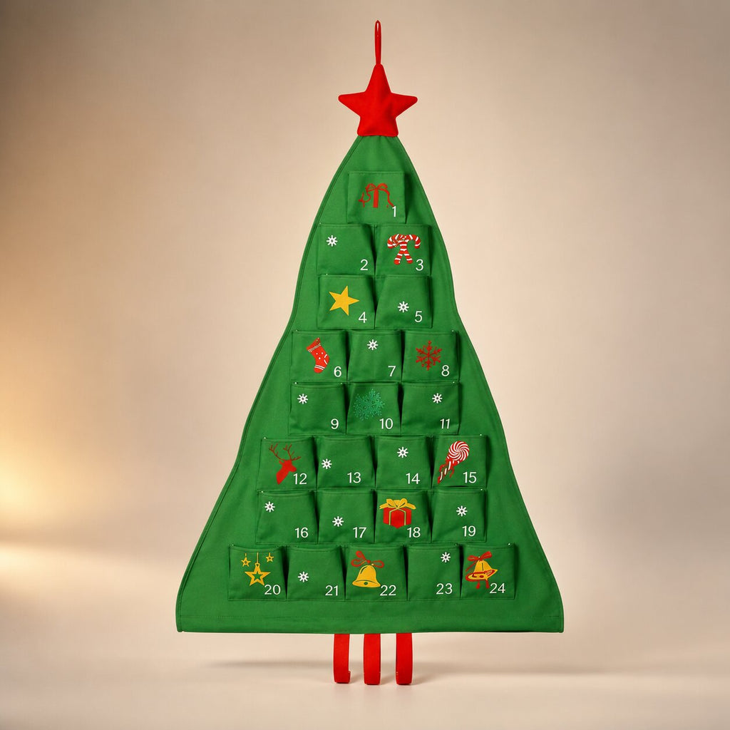 Fillable Fabric Christmas Tree Advent Calendar with 24 Pockets, Empty 2026