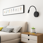 Flexible LED Wall Reading Lamp – Rechargeable Black Bedside Wall Light with Flexible Arm for Bedroom, Headboard & Office